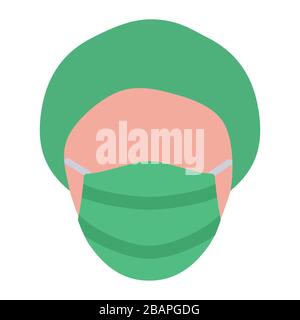 infirmière utiliser l'icône de masque avec la couleur moderne de l'icône de style plat ou le vecteur coloré Banque D'Images