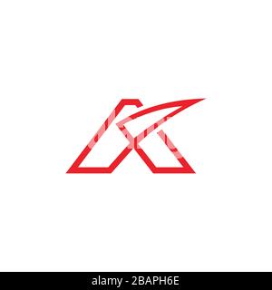 Modèle initial de conception vectorielle de logo AK ou de logo ka Illustration de Vecteur