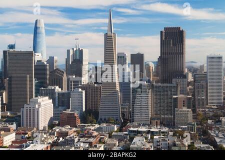 Centre-ville de San Francisco vu du sommet de la tour Coit, San Francisco, Californie, États-Unis. Banque D'Images