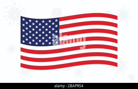 La maladie du coronavirus (COVID-19) Illustration vectorielle de sensibilisation sociale au drapeau américain. 2019-nCov / 2019 Novel Corona virus Awareness Flag Design Vector te Illustration de Vecteur