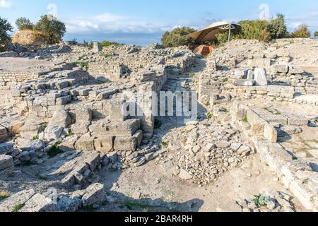 Les ruines de l'ancienne ville de Troy en Turquie. Banque D'Images