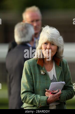 Auteur Jilly Cooper à l'hippodrome de Leicester Banque D'Images