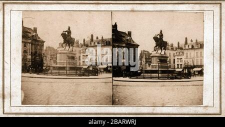 Monument Jeanne d'Arc, place du Martroi, Orléans, France, vers 1855 Banque D'Images