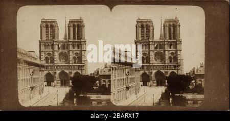 Cathédrale notre Dame, Paris, vers 1865 Banque D'Images