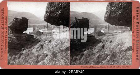 C.R. Savage - Pulpit et Hanging Rock, bouche d'Echo Canyon, Utah. 1870 Banque D'Images