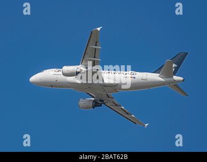 Lufthansa Cityline, Airbus A 319-100, D-AILP, au départ de l'aéroport de Manchester Banque D'Images