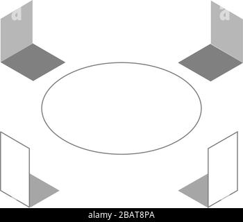Vecteur tridimensionnel de table ronde avec chaises Illustration de Vecteur