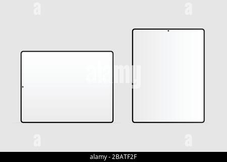 Maquette de tablette noire moderne réaliste, écran vide de tablette moderne, ordinateur de tablette vectoriel de style plat Illustration de Vecteur
