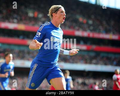 Fernando Torres, de Chelsea, célèbre son objectif d'ouverture Banque D'Images