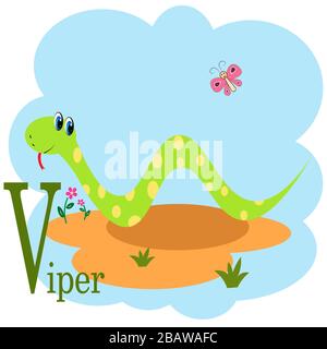 V pour l'alphabet abc animal viper Illustration de Vecteur