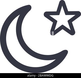 Étoile islamique religieuse et croissant. Demi-lune et étoile. Illustration vectorielle de stock isolée sur fond blanc. Illustration de Vecteur