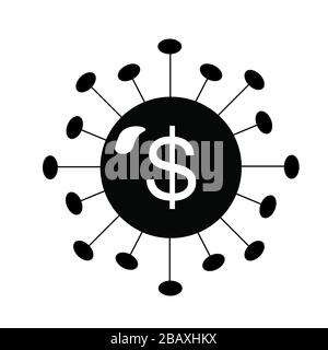 Forme du coronavirus avec signe du dollar dans le centre. Illustration conceptuelle pour la finance et l'économie lors d'une pandémie mondiale. Banque D'Images