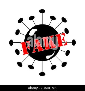 Covid19 forme de coronavirus et mot rouge FAUX dessus. Concept de fausses nouvelles, rapports, statistiques, fausses informations pendant la pandémie mondiale et le quart Banque D'Images