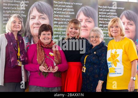 Cardiff, Pays de Galles. 05 février 2020. Marie Curie Grand Daffodil lancement de l'appel à l'Assemblée nationale du Pays de Galles (Senedd). Parrainé par Jane Hutt AM, le Banque D'Images