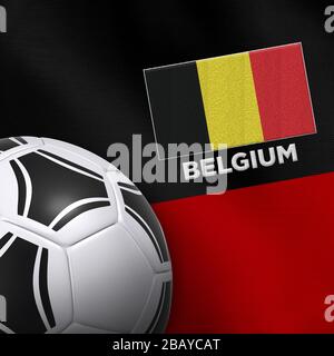 Ballon de football (football) et maillot de l'équipe nationale de Belgique. Banque D'Images