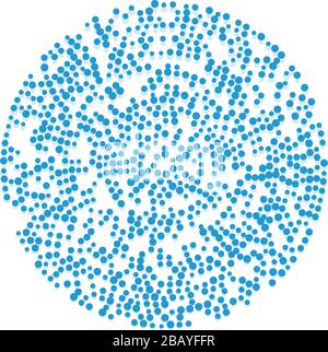 Points aléatoires, cercles abstraits. Taches, pointillés radiaux, rayonnants, illustration géométrique circulaire. Polka-points, pointilliste, pointillisme design élémen Illustration de Vecteur