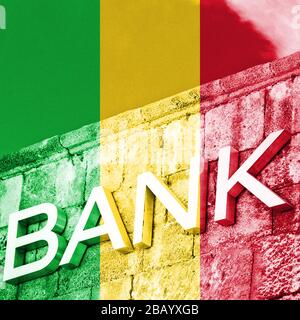 Concept financier et économique de banque avec drapeau du Mali Banque D'Images