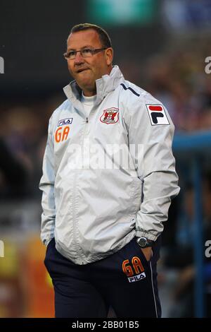 Greg Abbott, le responsable de Carlisle United, lors du match contre Preston North End Banque D'Images