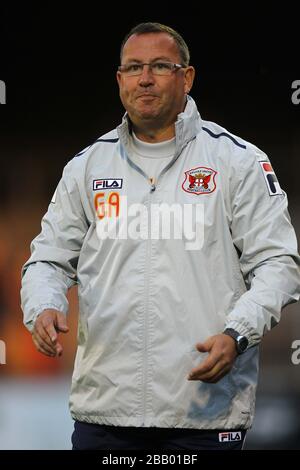 Greg Abbott, le responsable de Carlisle United, lors du match contre Preston North End Banque D'Images