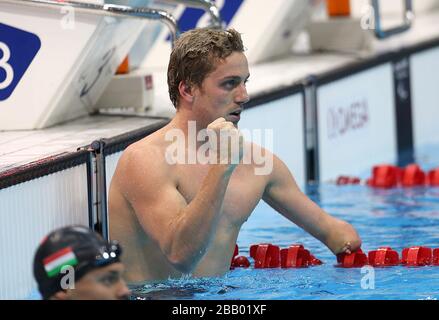 Matthew Cowdrey, de l'Australie, a remporté la médaille d'or lors de la finale masculine de 50 m Freestyle -   au Aquatics Center, à Londres. Banque D'Images