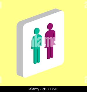 Couple, homme, femme icône de vecteur simple. Modèle de conception de symbole d'illustration pour l'élément d'interface utilisateur Web mobile. Pictogramme isométrique de couleur parfaite sur 3 carrés blancs Illustration de Vecteur