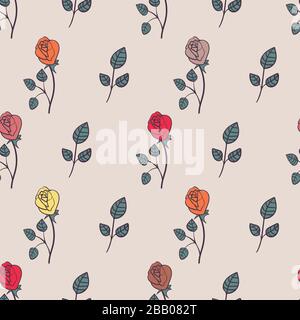 roses dessinées à la main motif de bouée vectorielle sans couture Illustration de Vecteur