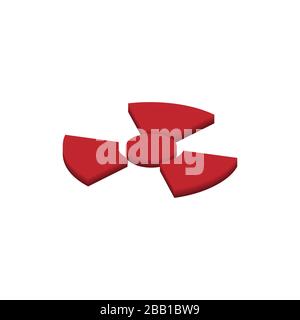 Icône rouge isométrique radioactive isolée sur fond blanc. Symbole toxique radioactif. Signe de risque de rayonnement. Illustration vectorielle Illustration de Vecteur