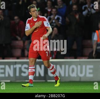 Rickie Lambert de Southampton célèbre son premier but Banque D'Images