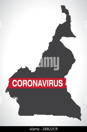 Carte du Cameroun avec illustration d'avertissement de Coronavirus Illustration de Vecteur