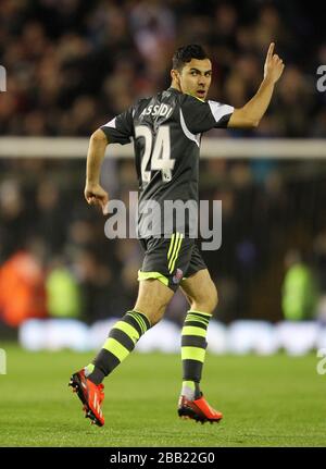 Oussama Assaidi de Stoke City célèbre son score contre Birmingham City Banque D'Images