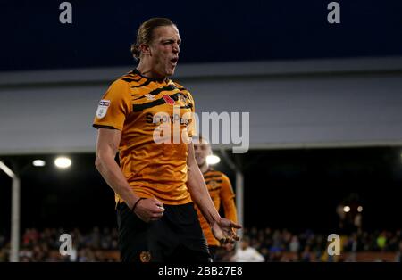 Tom Eaves de Hull City célèbre son troisième but du jeu Banque D'Images