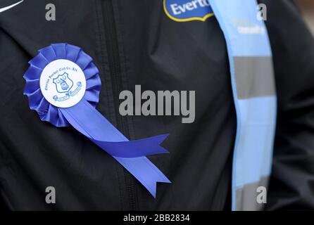 Supporters d'Everton dans la zone de ventilation Banque D'Images