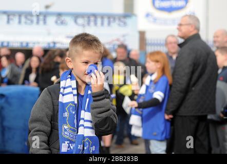 Supporters d'Everton dans la zone de ventilation Banque D'Images