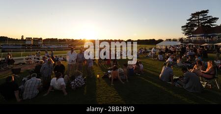 Le soleil se couche sur le parc de Lingfield. Banque D'Images