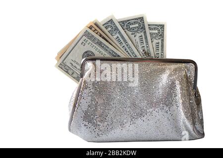 De dollars dans le portefeuille isolated on white Banque D'Images