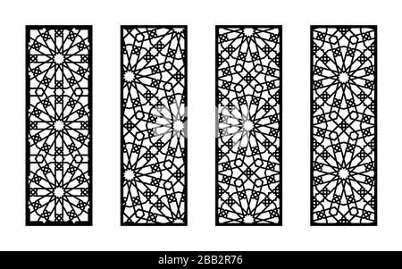 Ensemble marocain de panneaux vectoriels décoratifs pour la découpe au laser. Illustration de Vecteur