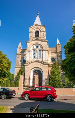 Église évangélique de la confession d'Augsbourg. Zdunska Wola, Lodz Voivodeship, Pologne. Banque D'Images