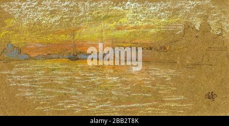 James McNeill Whistler, la Riva : coucher de soleil, rouge et or, peinture de paysage, 1879-1880 Banque D'Images