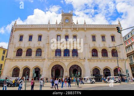 Gare de Rossio à Lisbonne, Portugal Banque D'Images