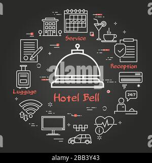 Vector Black Hotel service Square concept - Hôtel Bell icon Illustration de Vecteur