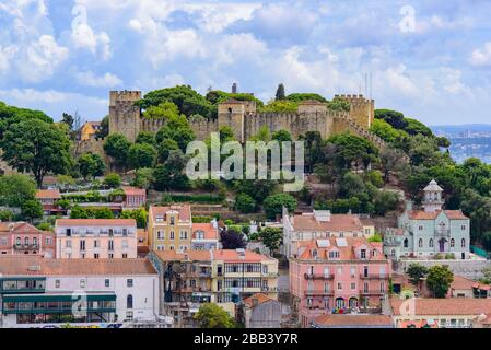 Château de São Jorge (Château de Saint George) à Lisbonne, Portugal Banque D'Images