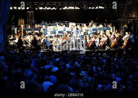 La dernière nuit des Proms, concert de l'Orchestre Philharmonique royal à Epsom Downs Banque D'Images