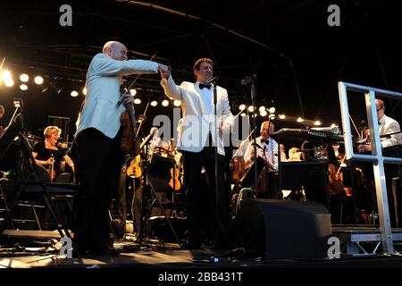 La dernière nuit des Proms, concert de l'Orchestre Philharmonique royal à Epsom Downs Banque D'Images