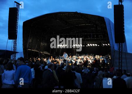 La dernière nuit des Proms, concert de l'Orchestre Philharmonique royal à Epsom Downs Banque D'Images