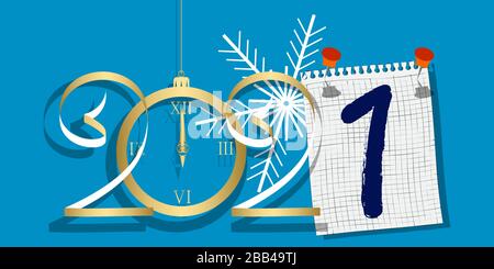 Bonne année 2021. Illustration vectorielle sur fond bleu. Illustration de Vecteur