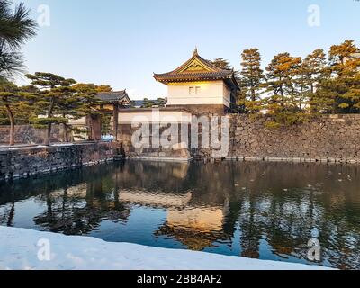 Tokyo, Japon - 23 janvier 2018 : un parc dans le quartier du Palais impérial de Tokyo Banque D'Images
