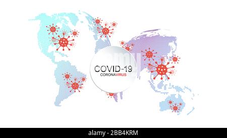 Carte de la propagation du coronavirus de la pandémie, MERS-Cov, COVID-19, Novel coronavirus, 2019-nCoV. Risque biologique d'épidémie mondiale. Vecteur Illustration de Vecteur