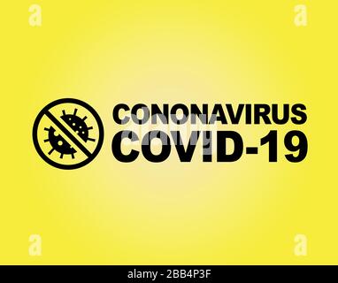 Les mots noirs standard gras coronavirus, covid-19 sur fond jaune Illustration de Vecteur