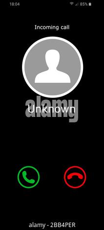 modèle d'écran de téléphone mobile avec appel entrant provenant d'un numéro inconnu Banque D'Images