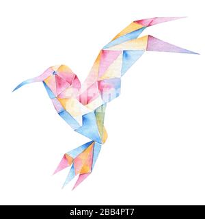 Un original de couleurs vives Origami Hummingbird. Fichier disponible. Banque D'Images